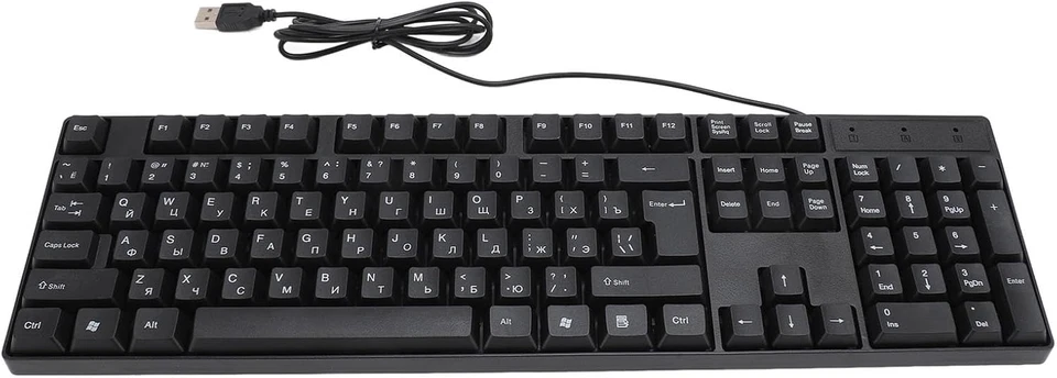 USB Wired Minority Language Keyboard, 104 Keys Russian/English, Ergonomic Plug & - Image 1 of 4