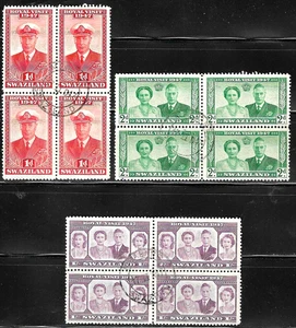 Swasiland Briefmarkenblöcke 1947 SC # 44, 45, 47 Königliche Familie - Bild 1 von 2