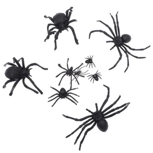 Mini arañas de plástico de simulación de 16 piezas pequeño juguete falso difícil - Imagen 1 de 12