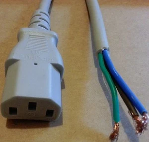 2M,IEC C13 Conector A Desnudo / Abierto Termina Gris Cable,PC TFT LCD Plasma TV - Imagen 1 de 4