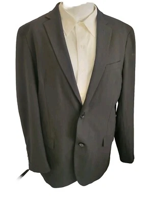 Nordstrom Rack 男式 44L 黑色修剪合身聚混纺西装外套 — 第 1/4 张图片