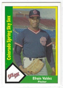 1990 CMC Colorado Springs Sky Sox (Triple-A Cleveland Indians) Efrain Valdez - Picture 1 of 1
