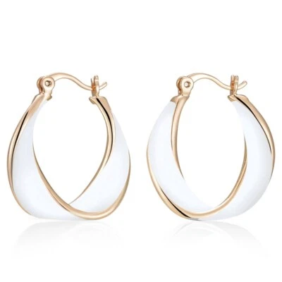 Luxus Ohrringe Creolen 585er Rosegold/ Walzgold Weiß Geschenkbox - Bild 1 von 4