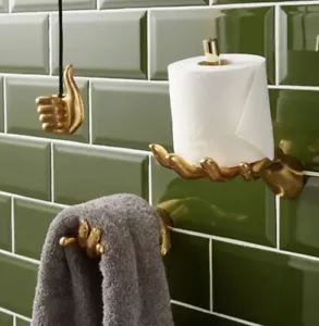 Portarotolo WC in ottone montato a parete supporto asciugamani luce set bagno - Foto 1 di 8