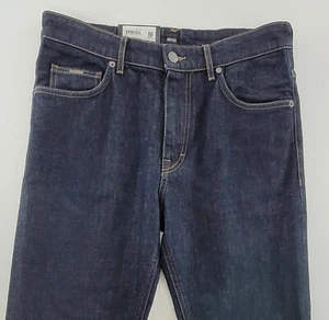 $148 Hugo Boss Men Albany Relaxed Fit Jeans Stretch Denim Dark-Blue 32WX32L - Picture 1 of 10