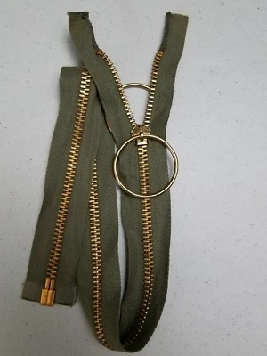 EE. UU./De Colección Años 60-70/2 ANILLOS CREMALLERA REVERSIBLE/OLV-ALGODÓN/#5 LATÓN/Metal 20" SEPARADOR Foto 1 de 2