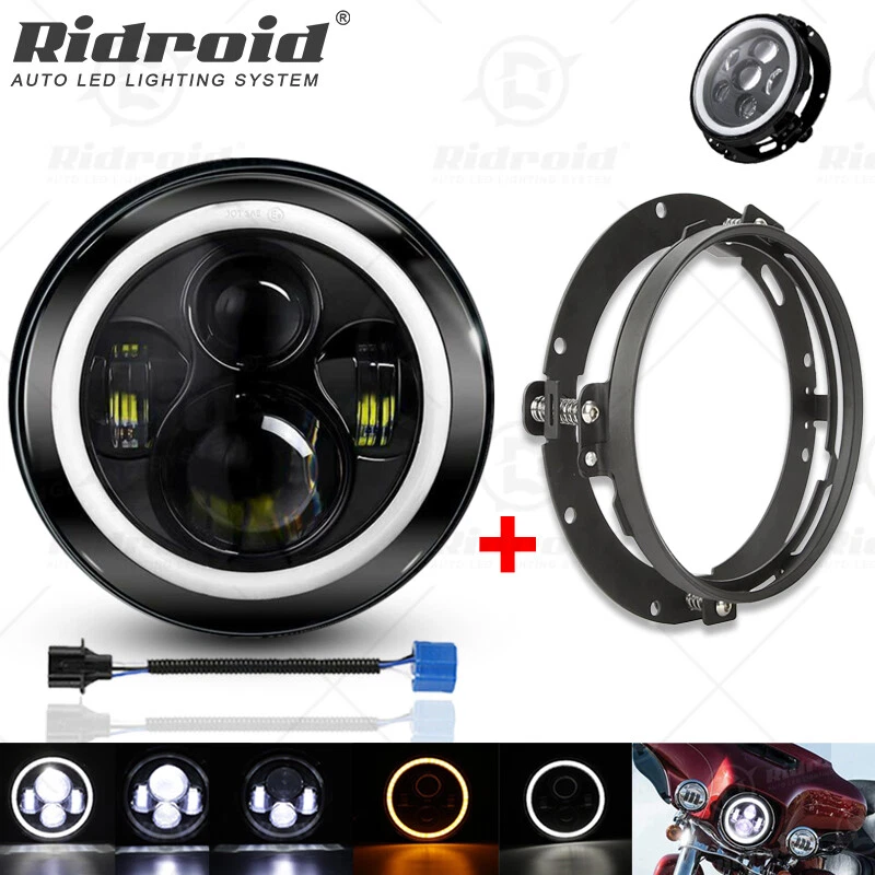 Faro LED 7" + Anillo de montaje de soporte para Harley-Davidson Tri Glide Street Glide Foto 1 de 4