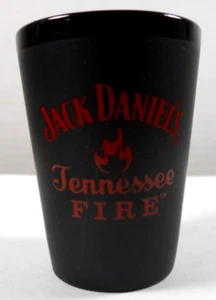 Jack Daniels Tennessee Fire whisky red on black shot glass shotglass bar barware - Picture 1 of 6