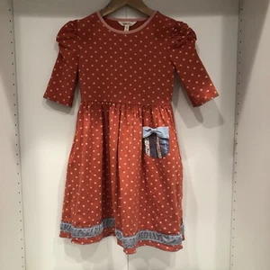 Matilda Jane Girls Spot On Polka Dot Knit Orange Lap Dress Size 8 EUC - Picture 1 of 3