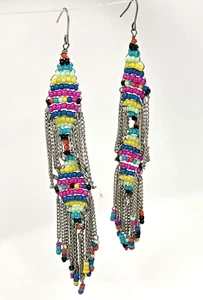 Pendientes artesanales con cuentas de semillas flecos colgantes cadena suroeste - Imagen 1 de 21