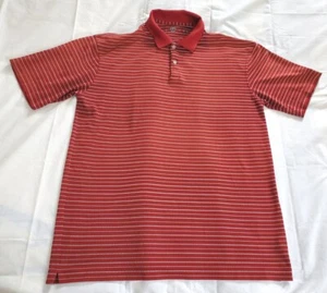 Nike Golf Polo Shirt Short Sleeve Striped Red Maroon Men's Large NICE - Picture 1 of 7