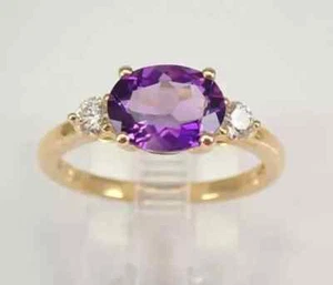 Women's 2.3Ct Oval Lab Created Amethyst Wedding Gift Ring 14K Yellow Gold Plated - Picture 1 of 9