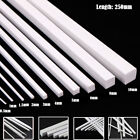 250mm White ABS Styrene Plastic Strip Tube Bar Rods Square Rod 0.5mm-10mm