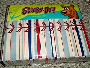 #NWT Vintage SCOOBY DOO Baseball Twin Sheet Set {Fabric} Flat Fitted Pillow Case
