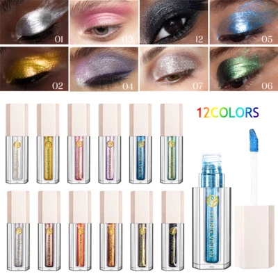 12 Colors Pearlescent Eyeshadow Liquid Eyeliner Shimmer Eye Shadow Highlighte ц - Image 1 of 4