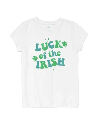 THEREABOUTS Girls S (7/8) Luck of the Irish Soft Graphic T-Shirt Crew Neck NWT - Image 1 of 2