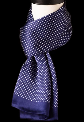 100% шелк мужчин женщин шарф атласный шейный платок надежном в горошек темно-синий MY116-17 - Изображение 1 из 4