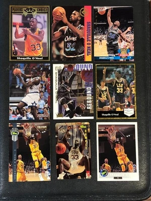 (9) tarjetas de baloncesto promocionales de novato Shaq O'Neal Upper Deck Topps Skybox Inserts Foto 1 de 2