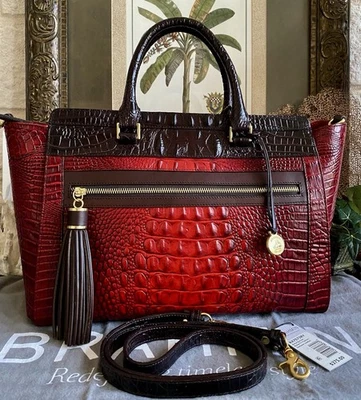 ❤️ ¡RARO! NUEVO BOLSO ANNA PRÍSTINO BRAHMIN RUBÍ TRI-TEXTURA Foto 1 de 4