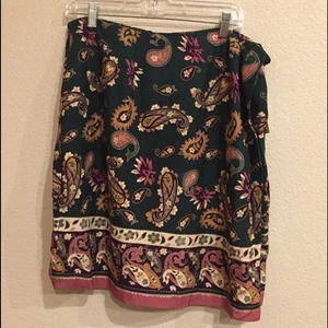 Avenue Faux Wickel Jäger grün rosa Paisley Bordüre Druck Rock Gr 18 - Bild 1 von 6