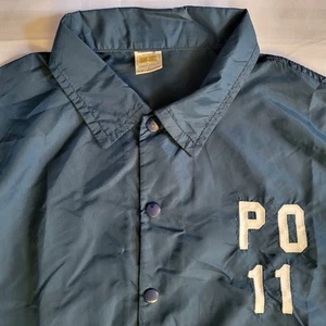 Vtg 60s Russell Athletic PO 11 Windbreaker Jacket Adult L Blue Pearl Snaps Nylon - Picture 1 of 8