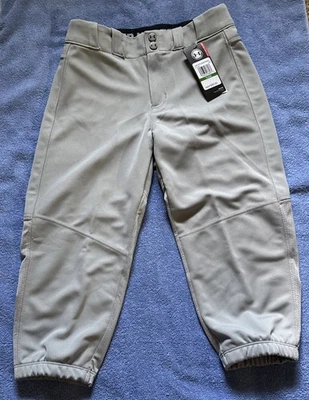 Pantalones de softbol utilitarios Under Armour para niñas YLG/G gris/negro medianos Foto 1 de 4