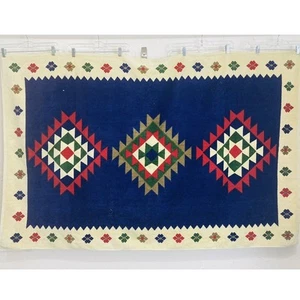 Telo mare oversize vintage Hilasal El Salvador cotone 45 x 68 anni 70 blu imperiale - Foto 1 di 13