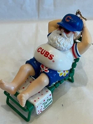 Vintage Chicago Cubs Santa MLB Baseball Ornament On Beach Chair Russ - Image 1 of 3
