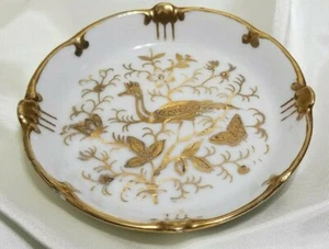 RARE ARDALT Japan Hand-painted GOLD PEACOCK 4" plate LENWILE china porcelain - Picture 1 of 6