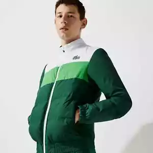 Lacoste Herren Gesteppt Wasserfest Jacke Grün/Weiß Isoliert Größe L Neu W TG - Bild 1 von 5
