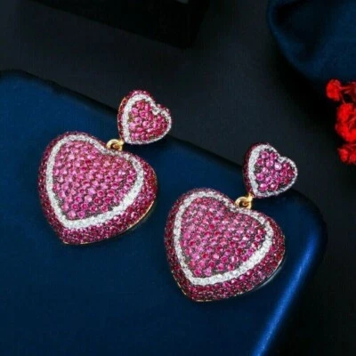 2.50 Ct Round Cut Lab Created Ruby Drop/Dangle Earrings 925 Sterling Silver - Image 1 of 4