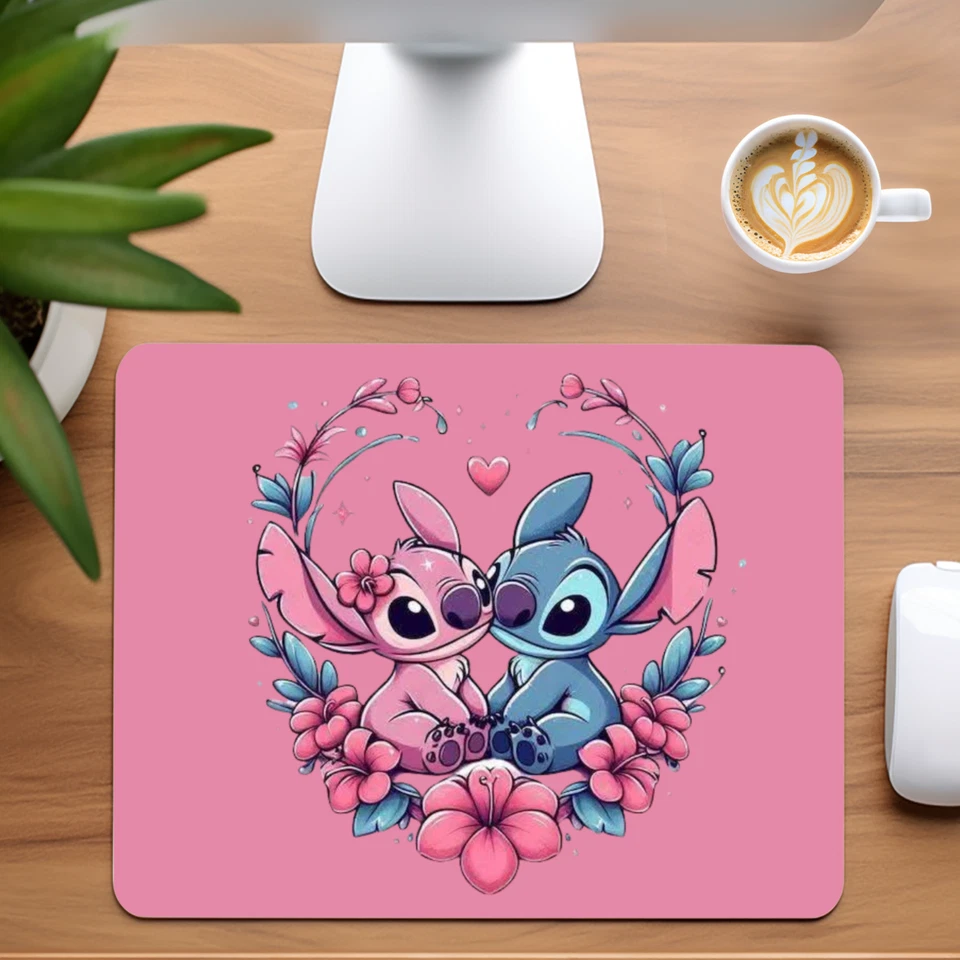 Stitch & Angel Custom Non-Slip Neoprene Mouse Pad Home Office Pink - Image 1 of 1