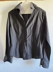 Benetton Damen Button Down Nadelstreifen taillierte Bluse klassisch adrett akademisch - Bild 1 von 8