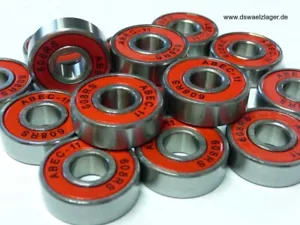 ** 8x ABEC11-Kugellager 608-2RS.ABEC11- silber/rot - ... 8x22x7mm ... **NEU** - Bild 1 von 1