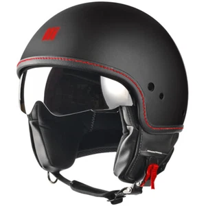 CASCO JET MOTOCUBO NERO OPACO VISIERINO PARASOLE MOTO SCOOTER OMOLOGATO ECER22