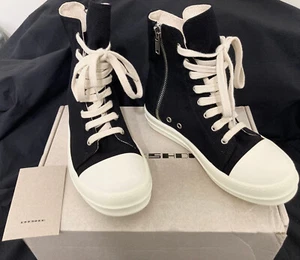 Rick Owens Ramones DRKSHDW Hi MILK/BLACK Canvas EU 40 US 7.5 - Picture 1 of 7