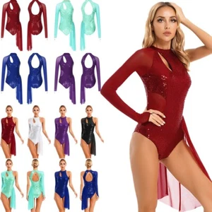 Women's Unitards Elegant Jumpsuit Asymmetrical Leotard One Shoulder Bodysuit - Picture 1 of 12