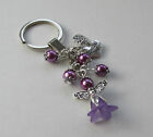 Handmade Pretty Purple Bead Angel - Mum Special Nan Auntie Heart Charm Keyring