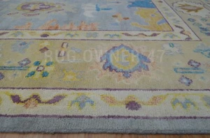 Colorful Oushak Geometric Floral Handmade 9X12 Hand-Knotted Wool Area Rug 17290 - Picture 1 of 8