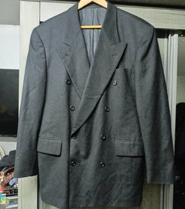 1970s vintage handtailored classic all worsted db gray suit jacket blazer 44R - Picture 1 of 13