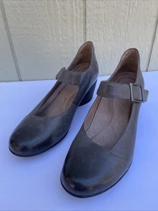 Dansko Womens Size 40/ US 9.5 Roxanne Mary Jane Heels Gray Burnished Leather - Picture 1 of 13