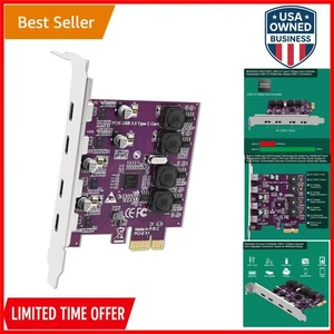 PCIe USB-C Expansion Card 4 Ports 5Gbps Self-Powered for Windows PCs - Afbeelding 1 van 10