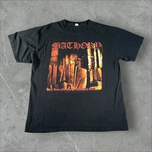 Vintage Bathory Shirt Mens XL Black Black Mark Album Y2K Band Tee Metal Goth 00s - Picture 1 of 9