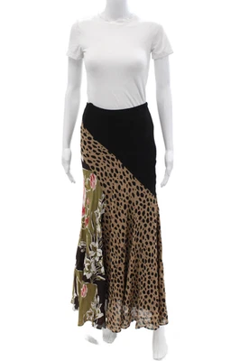 Reformation Women Black Animal Floral Print A-Line Maxi Skirt Size 2 - Image 1 of 4