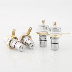 4pcs Rhodium Plated RCA Socket HiFi Audio Amplifier Chassis RCA Adapter Terminal - Picture 1 of 8
