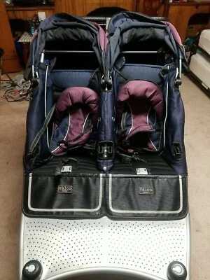 Cochecito doble doble doble usado Valco 2009 modo Tri azul morado excelente Foto 1 de 4