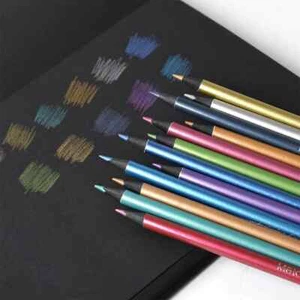 12 x Metallic Coloured Pencil Drawing Sketching for Colouring Pencils Set - Picture 1 of 3
