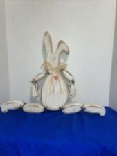 Vintage Wooden Distressed Paint W/Joints Easter Bunny Figure 21” Tall-EstateFind
