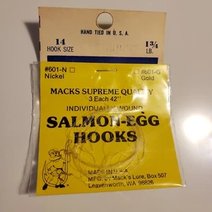 MACK'S HAND TIED SALMON EGG FISHING HOOKS--SIZE 14--PACKAGE 3 - Picture 1 of 3