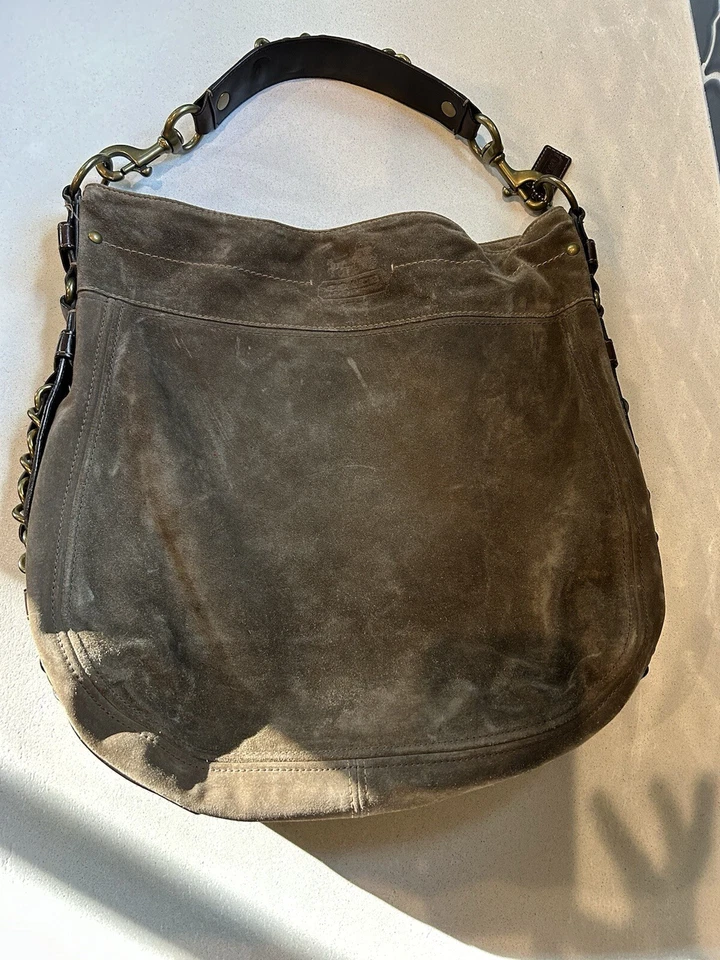 Cartera Hobo Coach XL Editorial Finest Cuero Gamuza Pedernal Zoe Foto 1 de 4